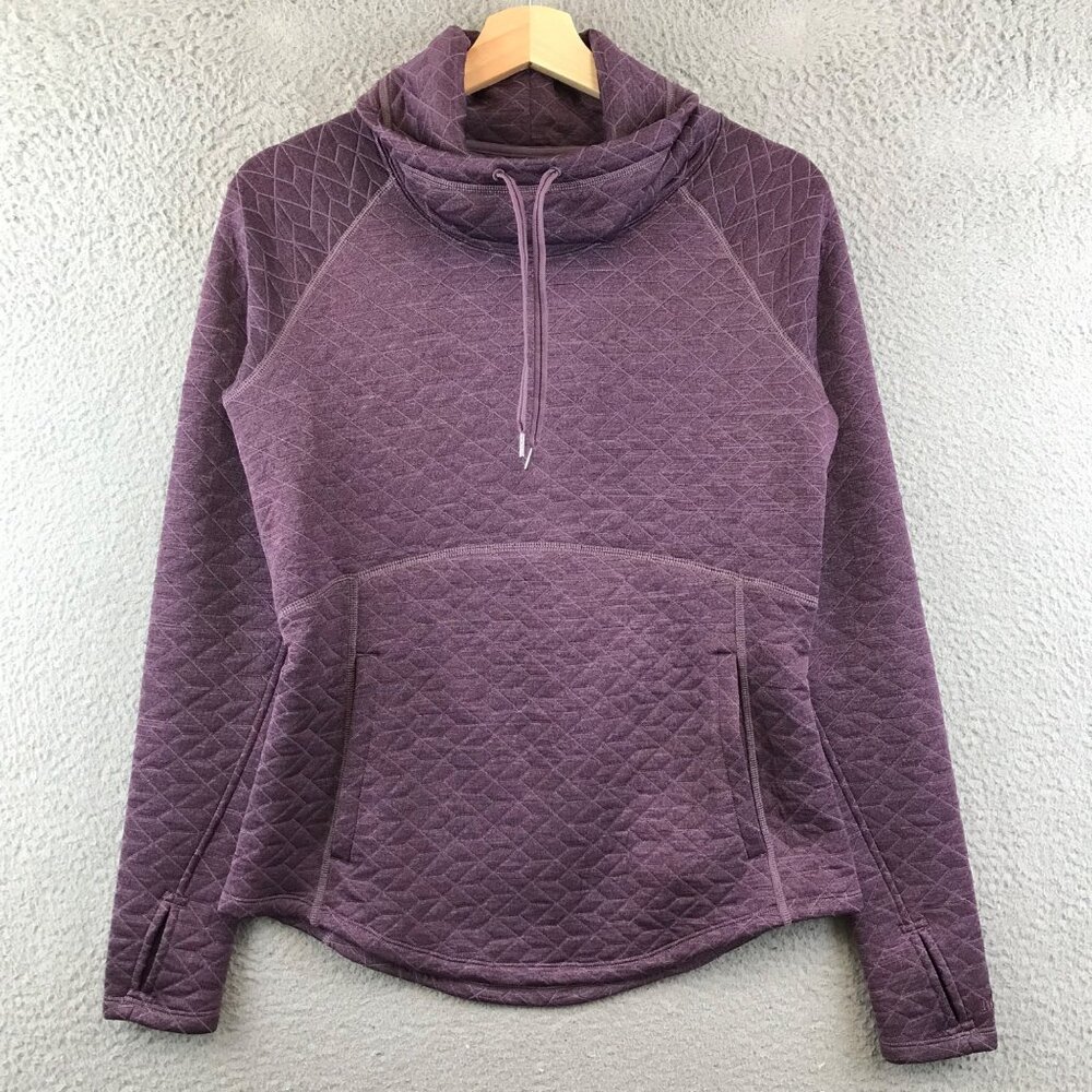 Marmot Quilted Purple Cowl Neck Pullover Womens Long Sleeve Sweater Size SP
